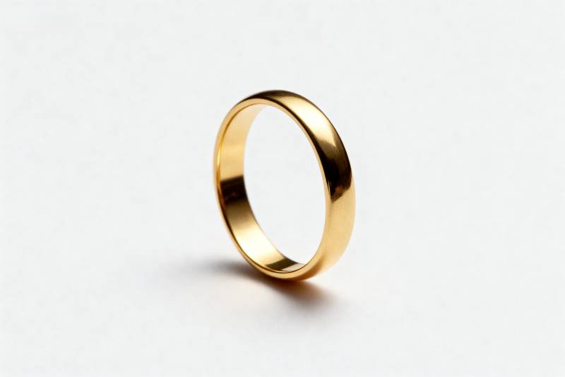 金色戒指静置特写图片