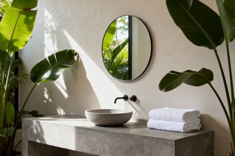 绿意盎然的浴室一角图片