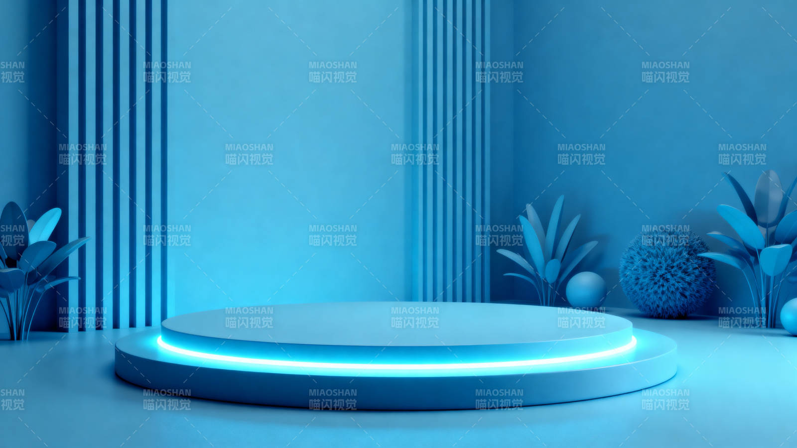 蓝色极简舞台图片