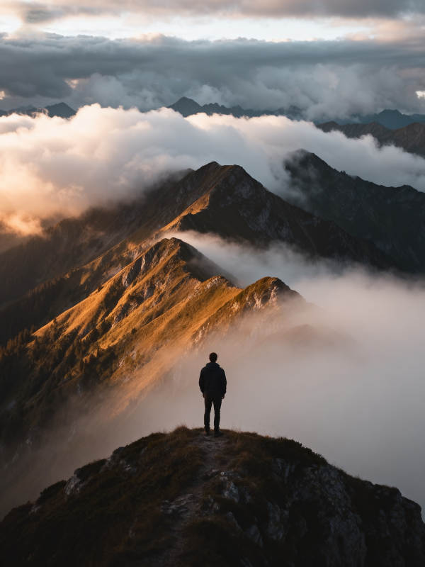 云海之巅 一人独行图片