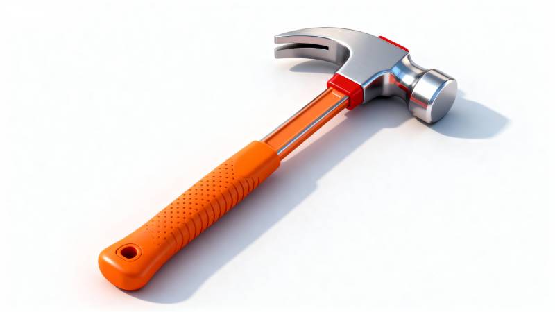 橙柄锤子特写图片