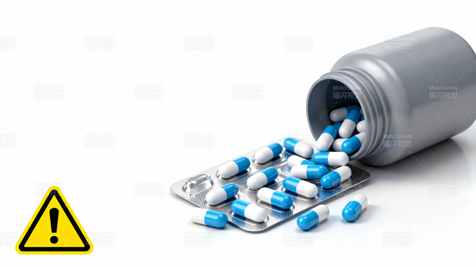 药瓶倾倒警示图片