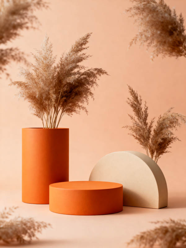 暖色几何植物静物图片