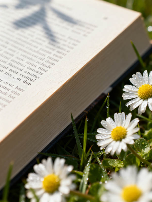 书页与雏菊的静谧图片