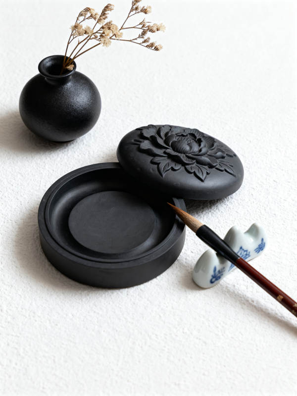 墨盒与毛笔静物图片