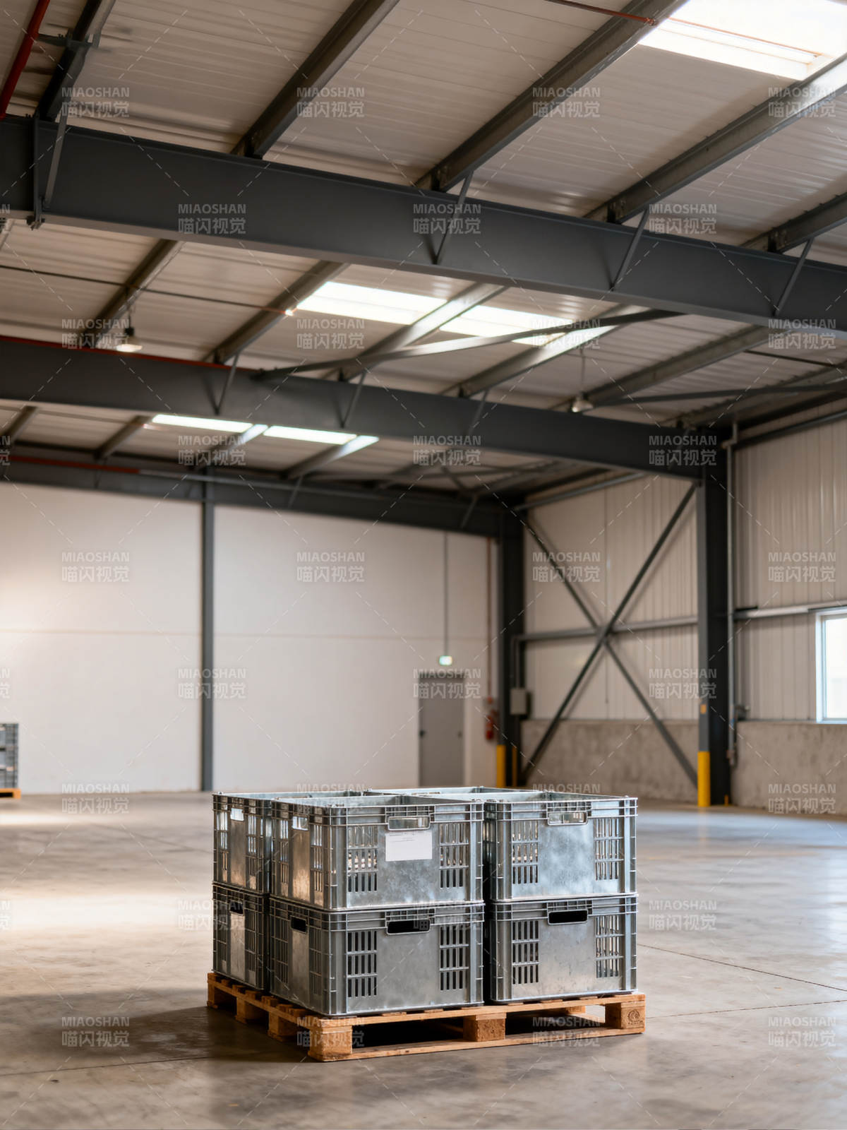 仓库中的金属箱堆叠图片