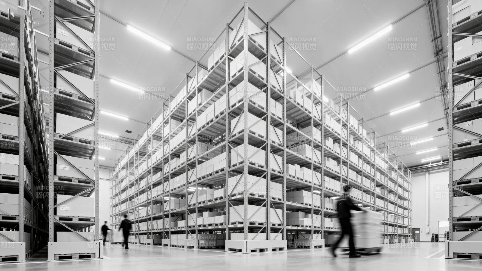 仓库货架与人影图片