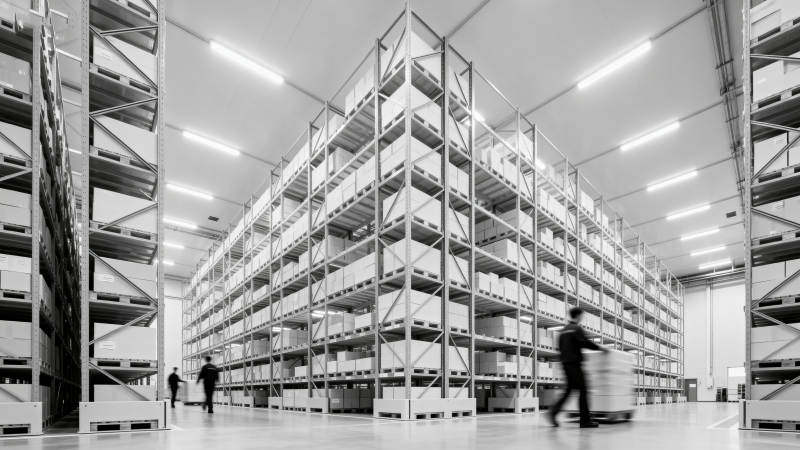 仓库货架与人影图片