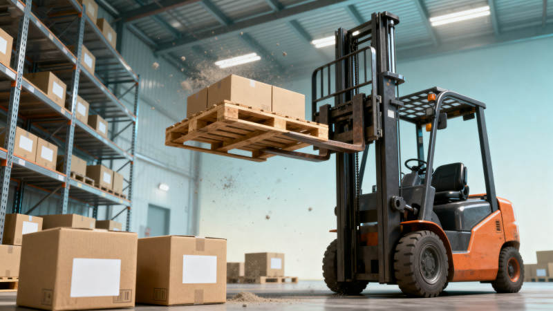 仓库叉车搬运货物图片