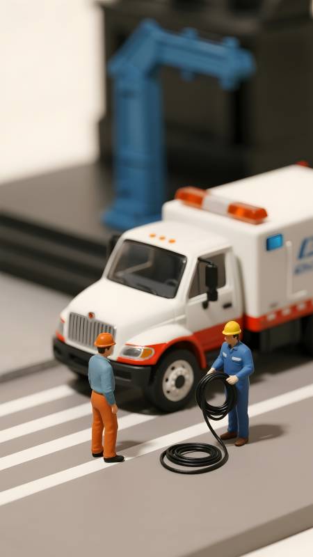 微型工人维修场景图片