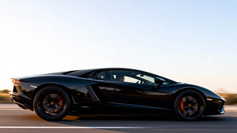 黑色超跑疾驰公路图片