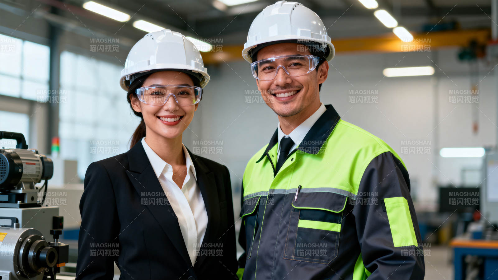 工厂里的微笑搭档图片