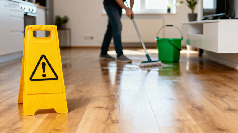 小心地滑 正在清洁图片