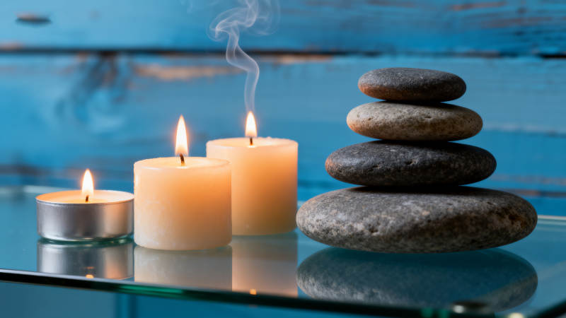 静谧禅意烛光石图片