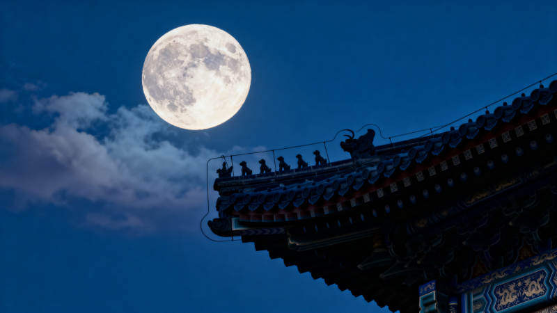 明月照古檐图片