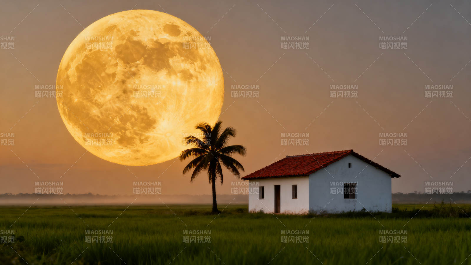 月升田园小屋图片