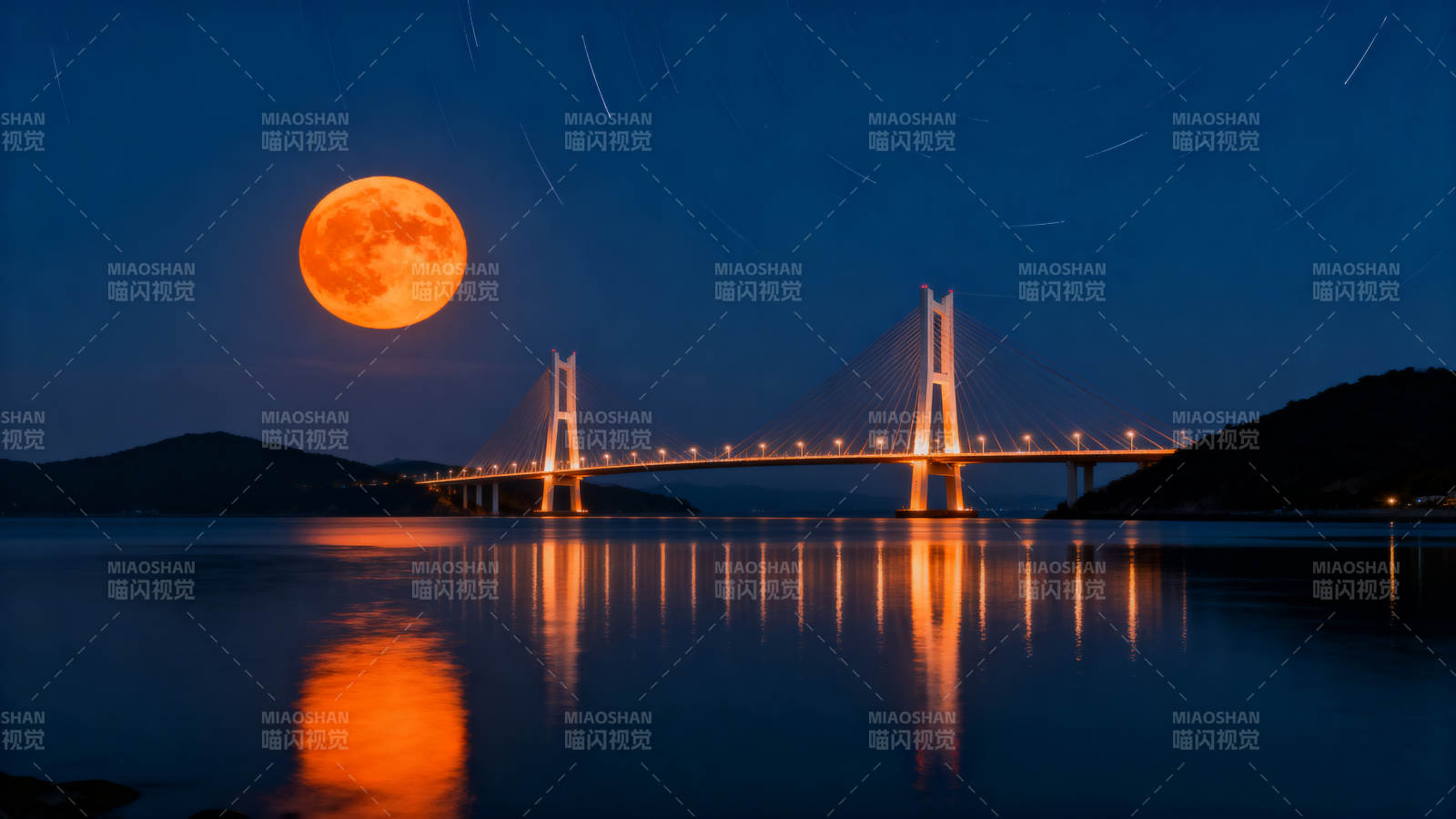 月照大桥夜景图片