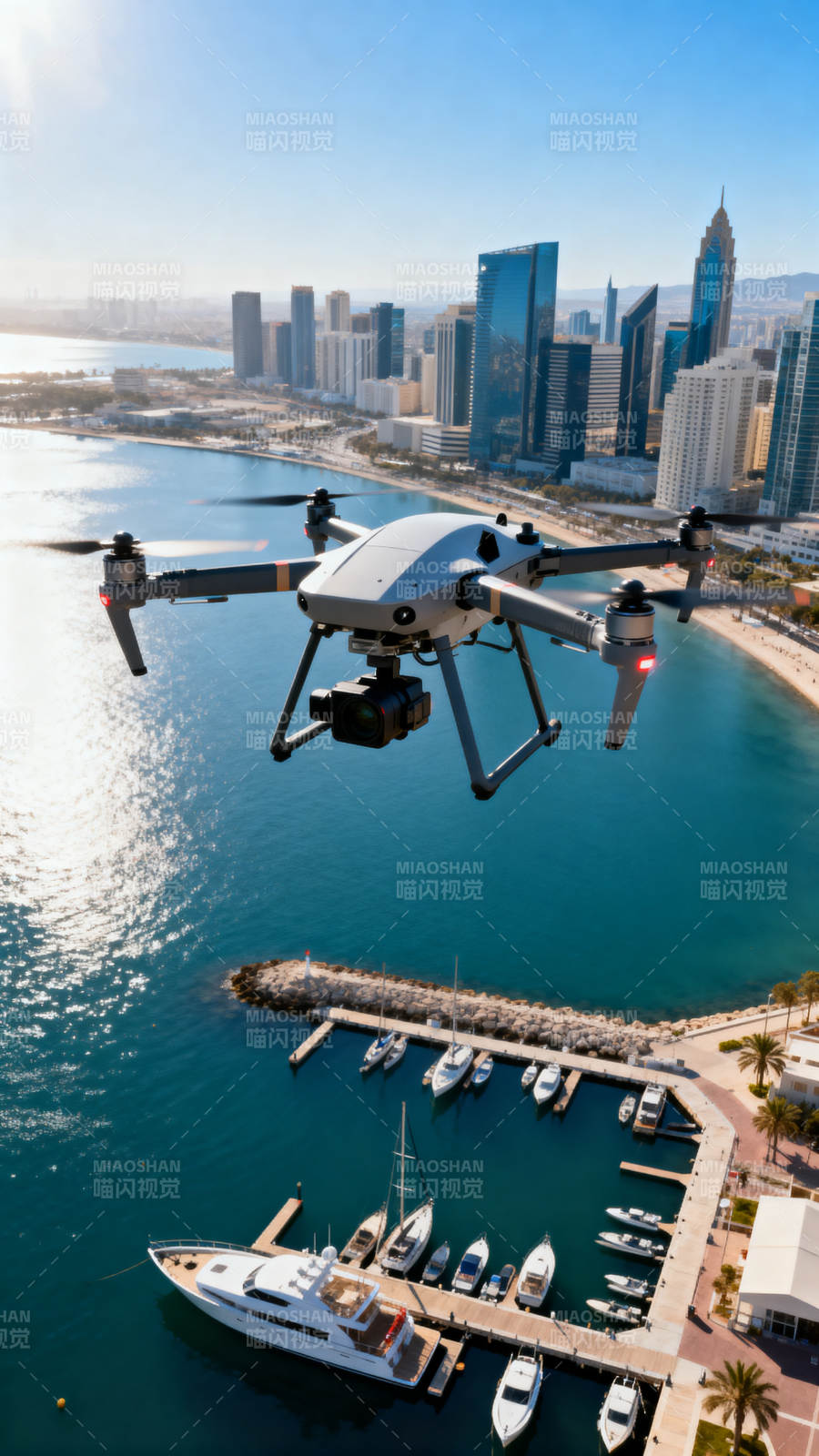 无人机瞰海港城市图片