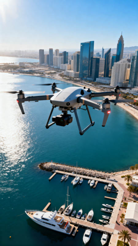 无人机瞰海港城市图片