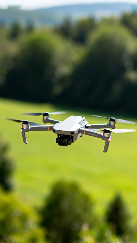 无人机翱翔绿野图片