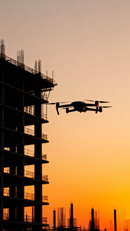 无人机飞越工地图片