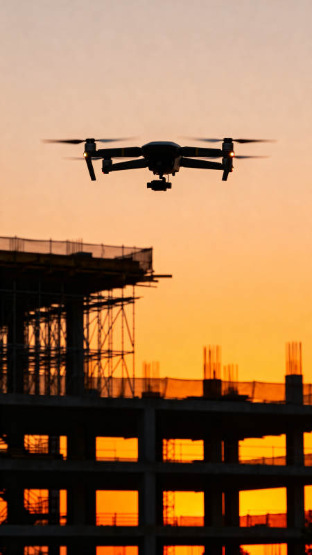 无人机飞越工地图片