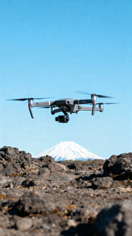 无人机飞越火山口图片