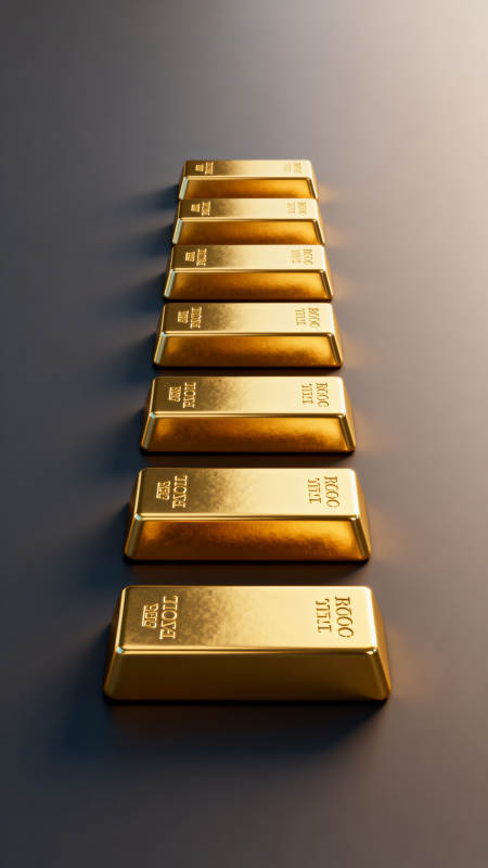 金条排列闪耀光芒图片