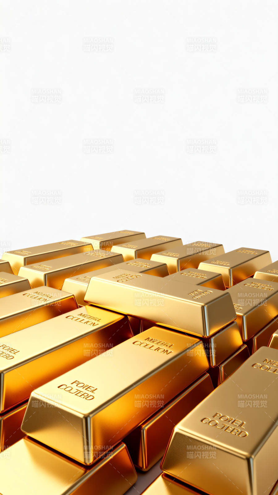 金条堆叠闪耀光芒图片