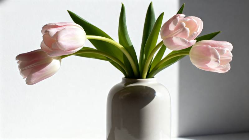 粉郁金香静谧绽放图片