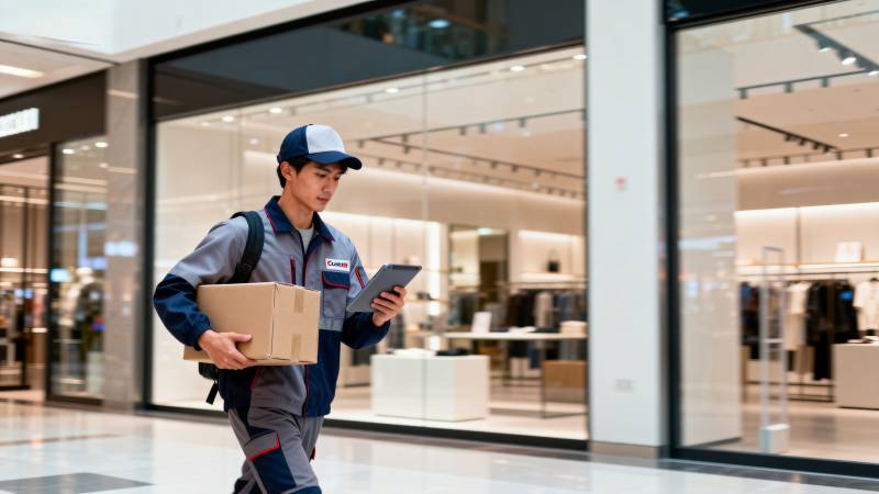 快递员送货中图片