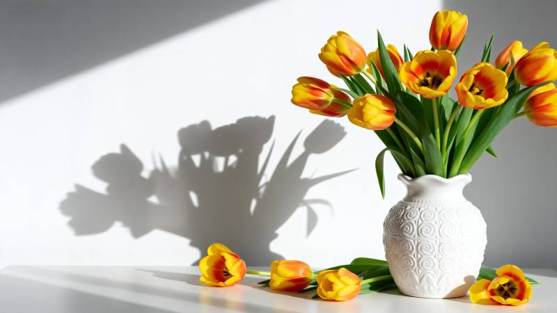 春日郁金香静影图片