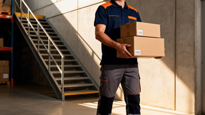 仓库工人搬运包裹图片