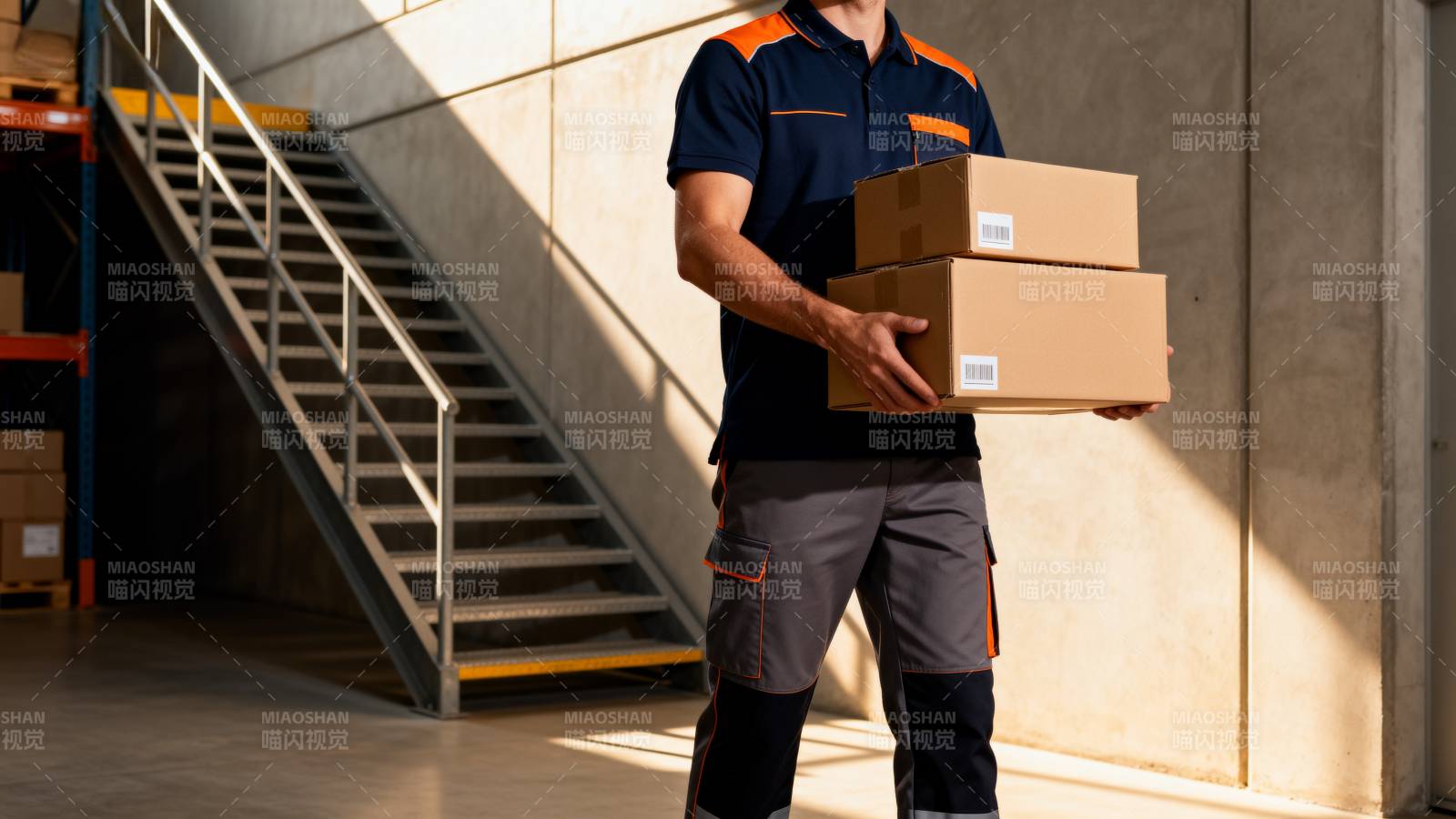仓库工人搬运包裹图片