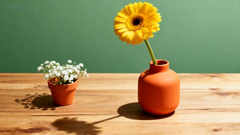 黄花与小白花静置图片