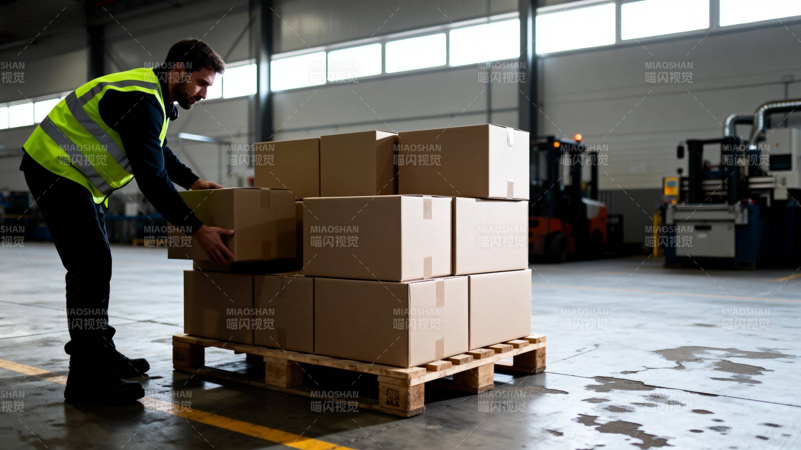 仓库工人搬运货物图片