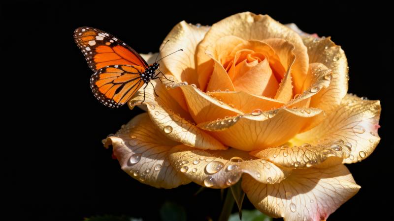 蝶舞金玫瑰图片