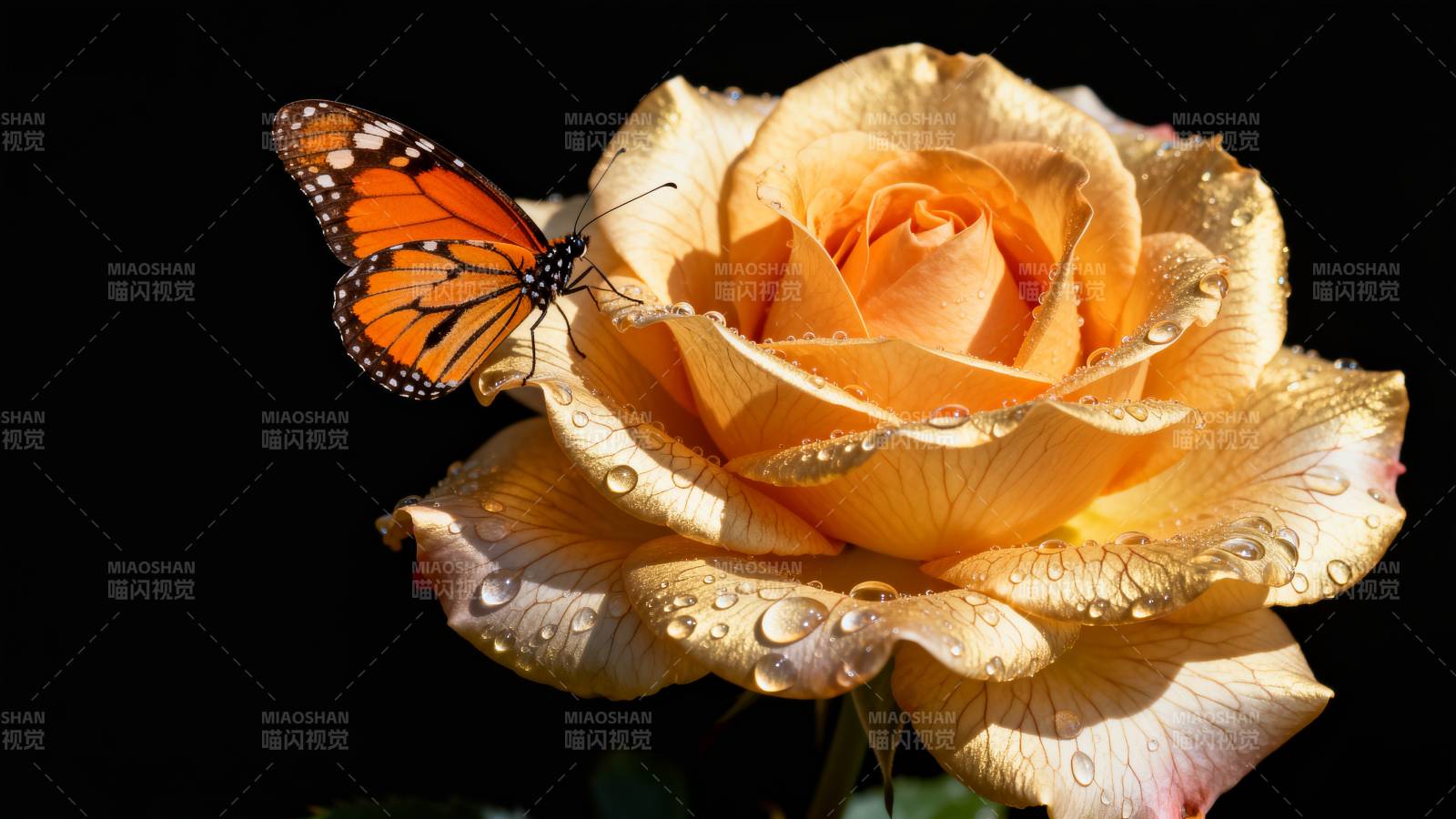 蝶舞金玫瑰图片