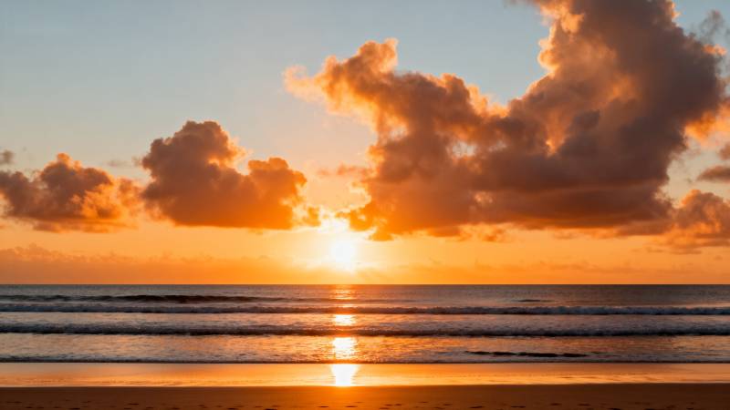 夕阳海景美如画图片