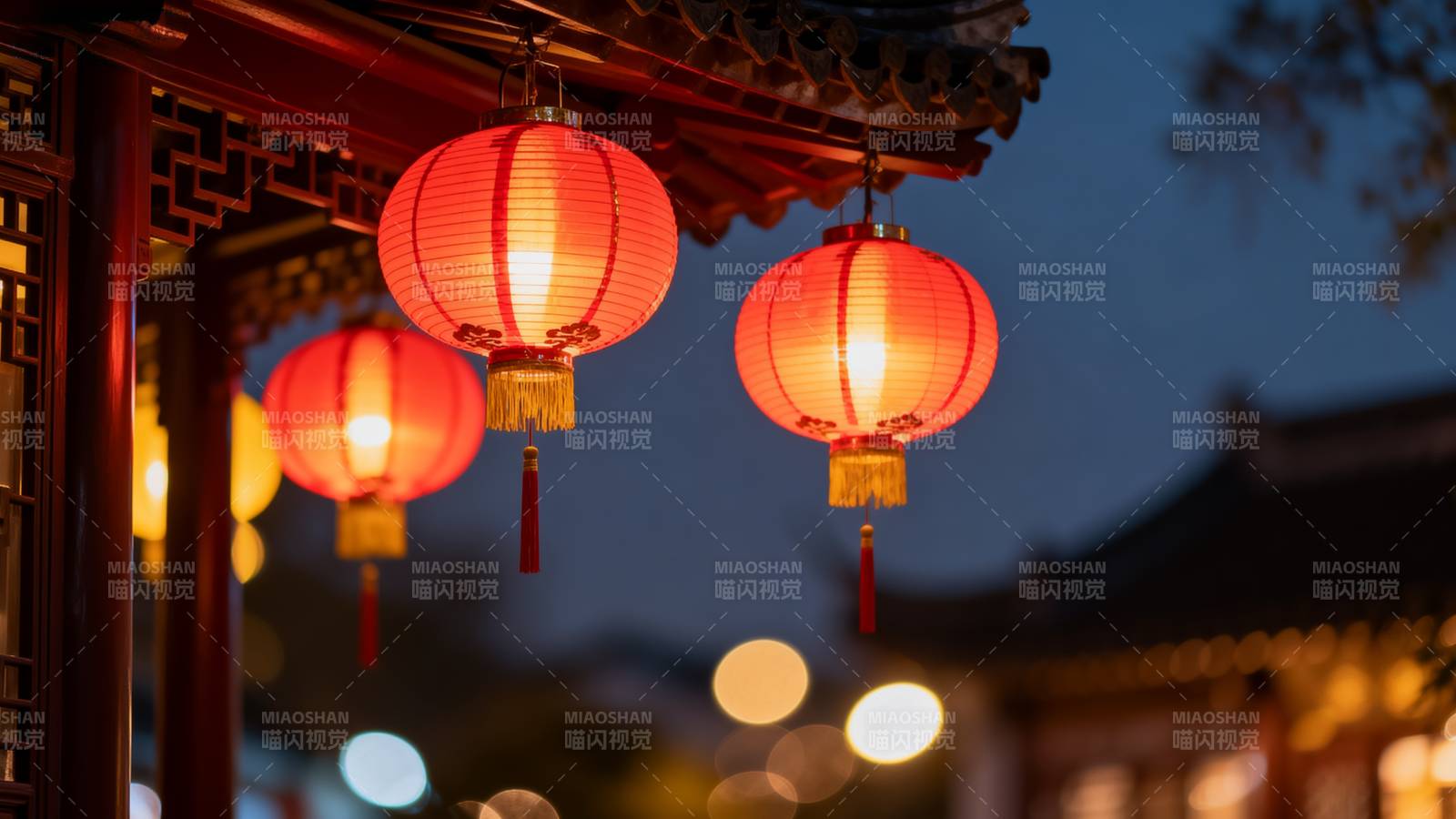 红灯笼夜景图片