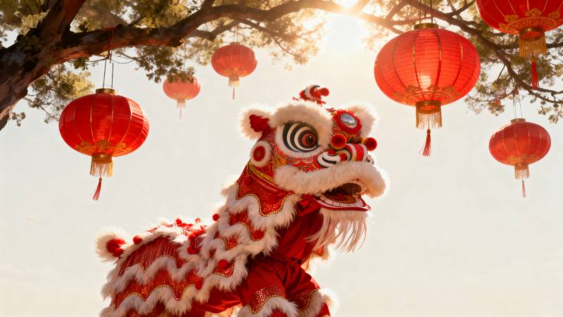 舞狮迎新春图片