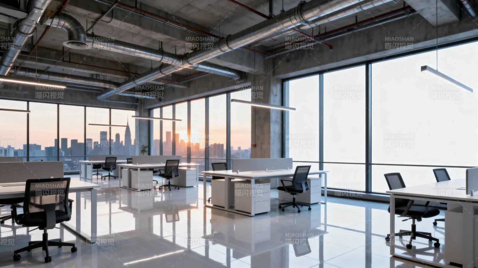 现代办公空间全景图片