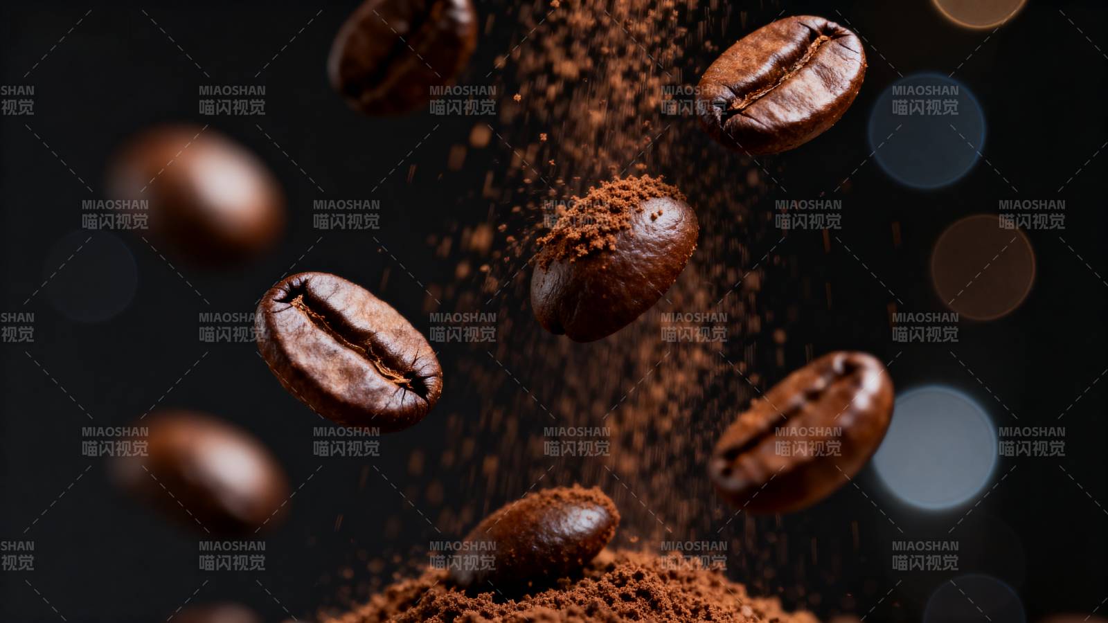 咖啡豆飞舞瞬间图片