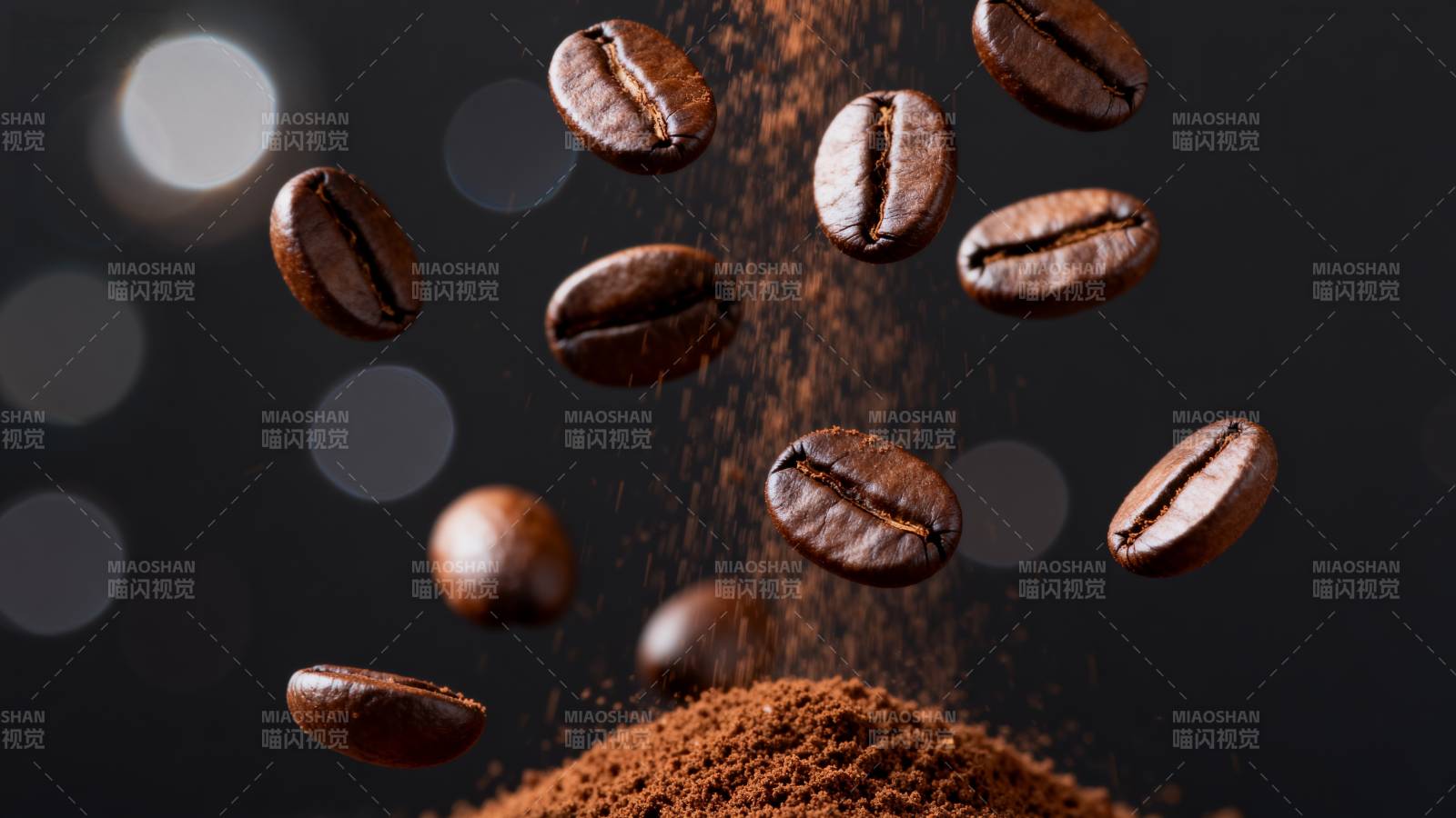 咖啡豆飞舞瞬间图片