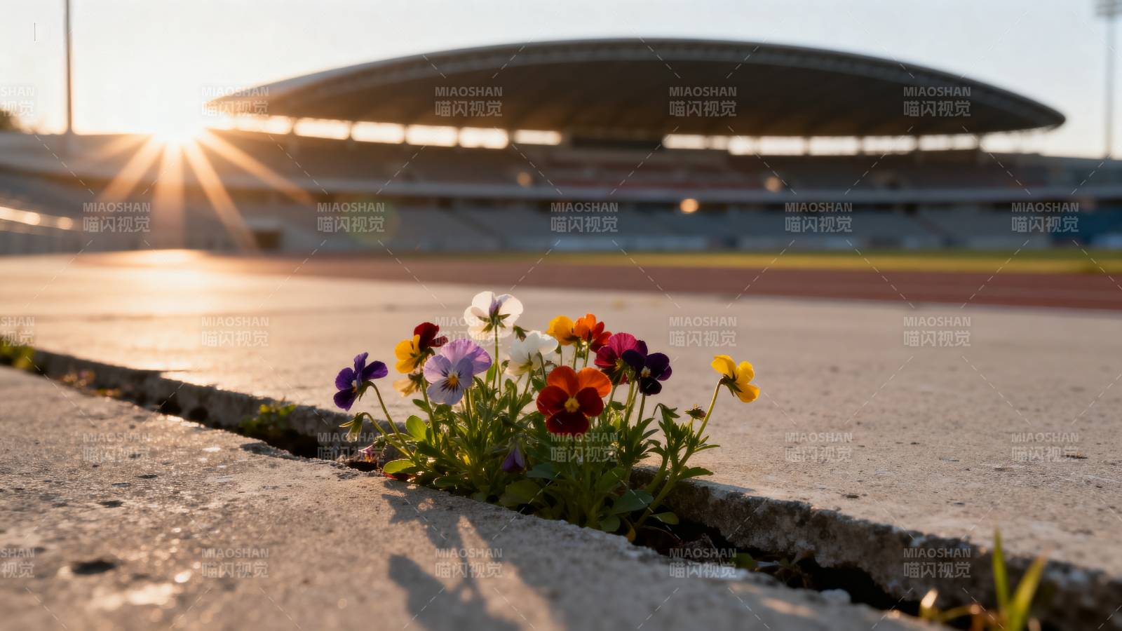 花丛中的体育场图片