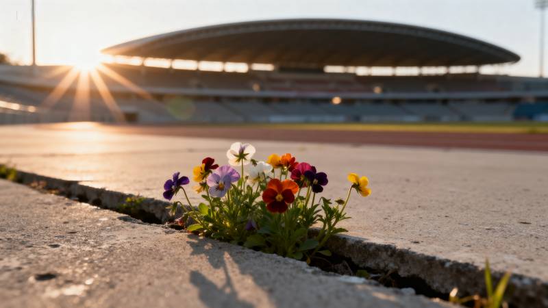 花丛中的体育场图片