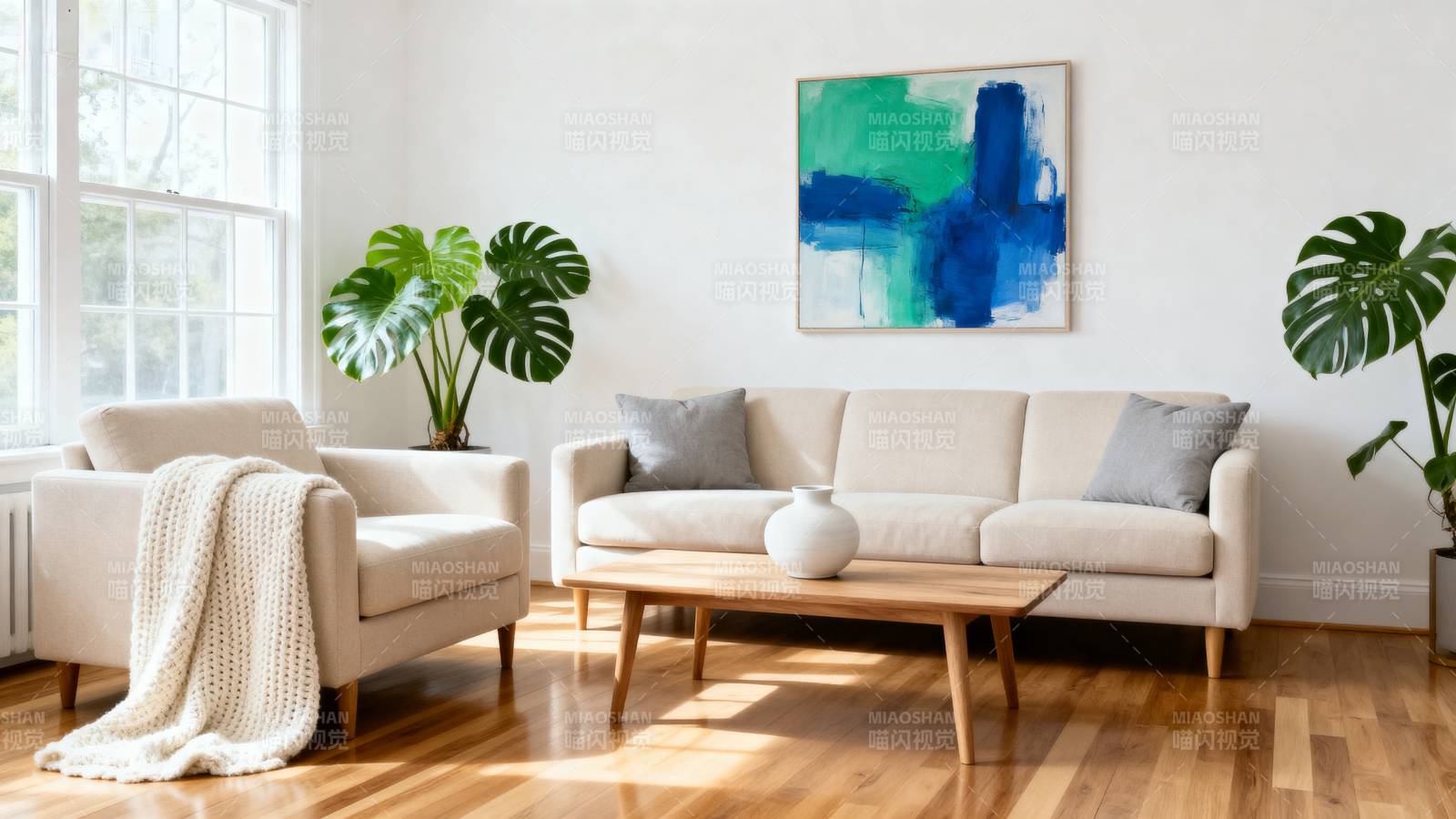 现代简约客厅布置图片