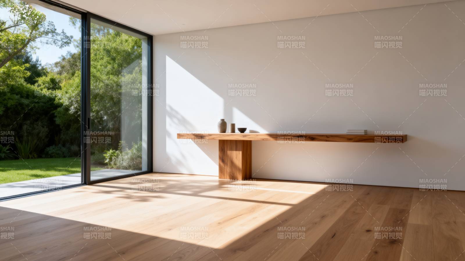 极简木桌光影室图片