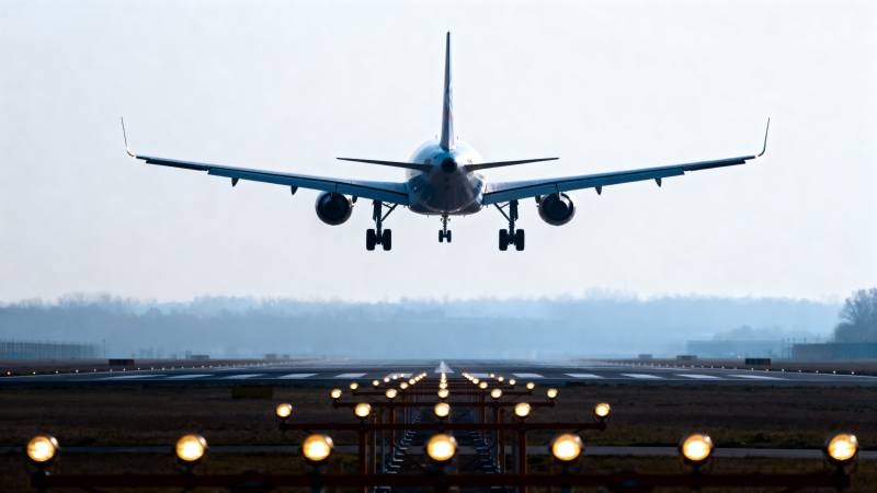 飞机降落跑道图片