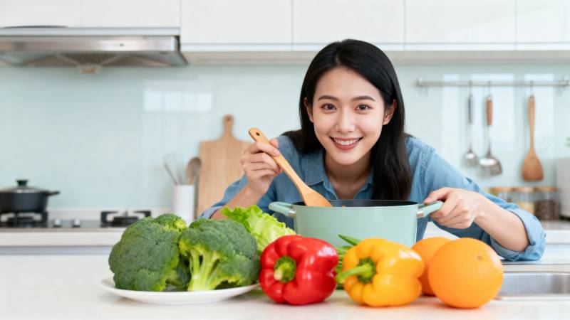 厨房里的健康美食图片